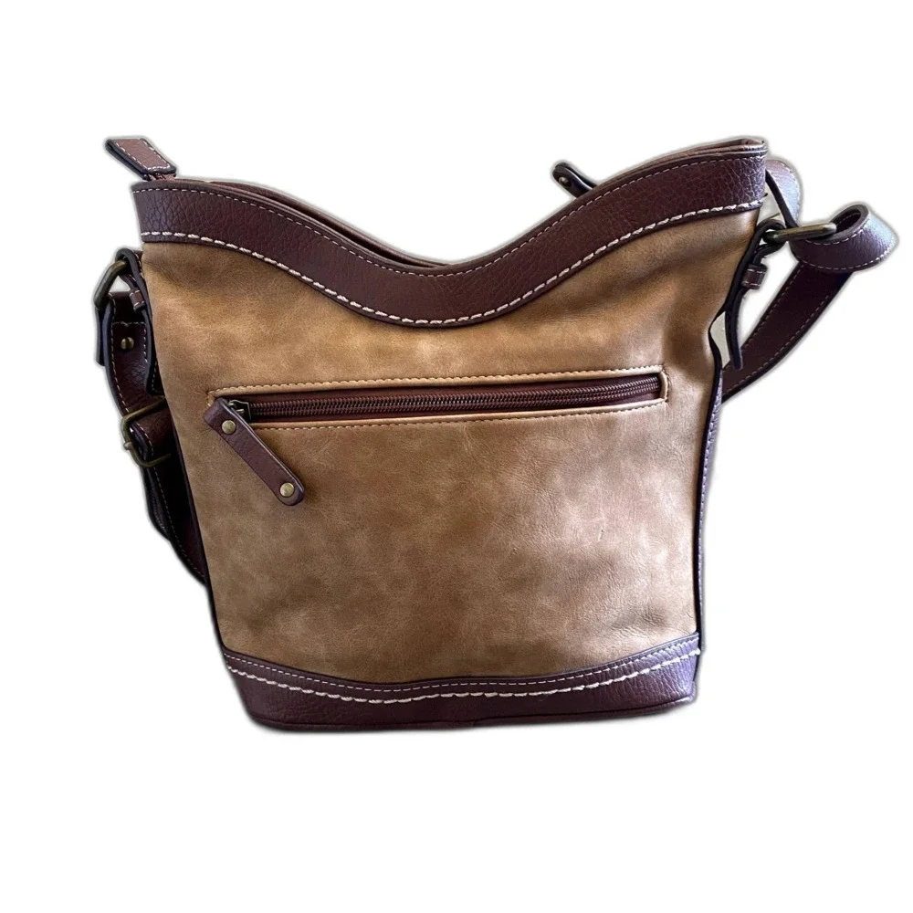 B.O.C. Vegan Faux Leather Shoulder Bag‎ Color Block Neutral Earthy Classic - Picture 2 of 5